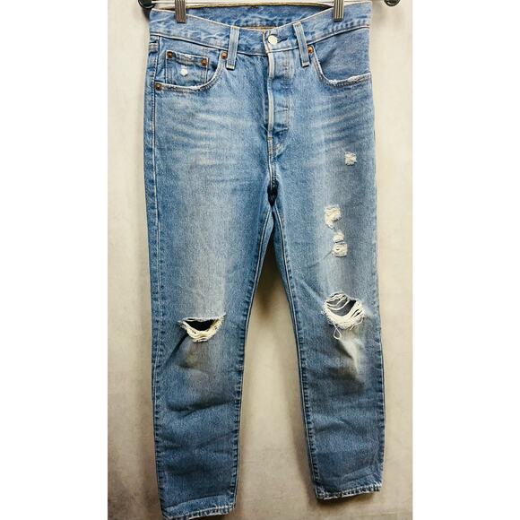 Levi 501 Womens Skinny Botton Fly Jeans Size W 25- L 30 Fly Buttons - Picture 5 of 14
